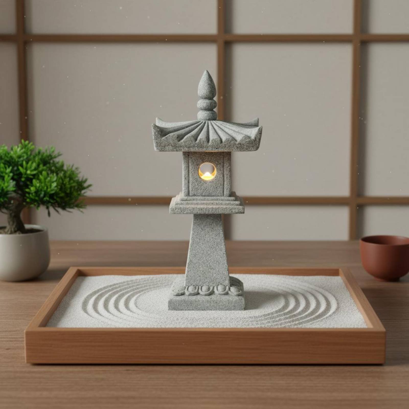 Bonsai Garden Decor - Farol de Piedra en Miniatura con