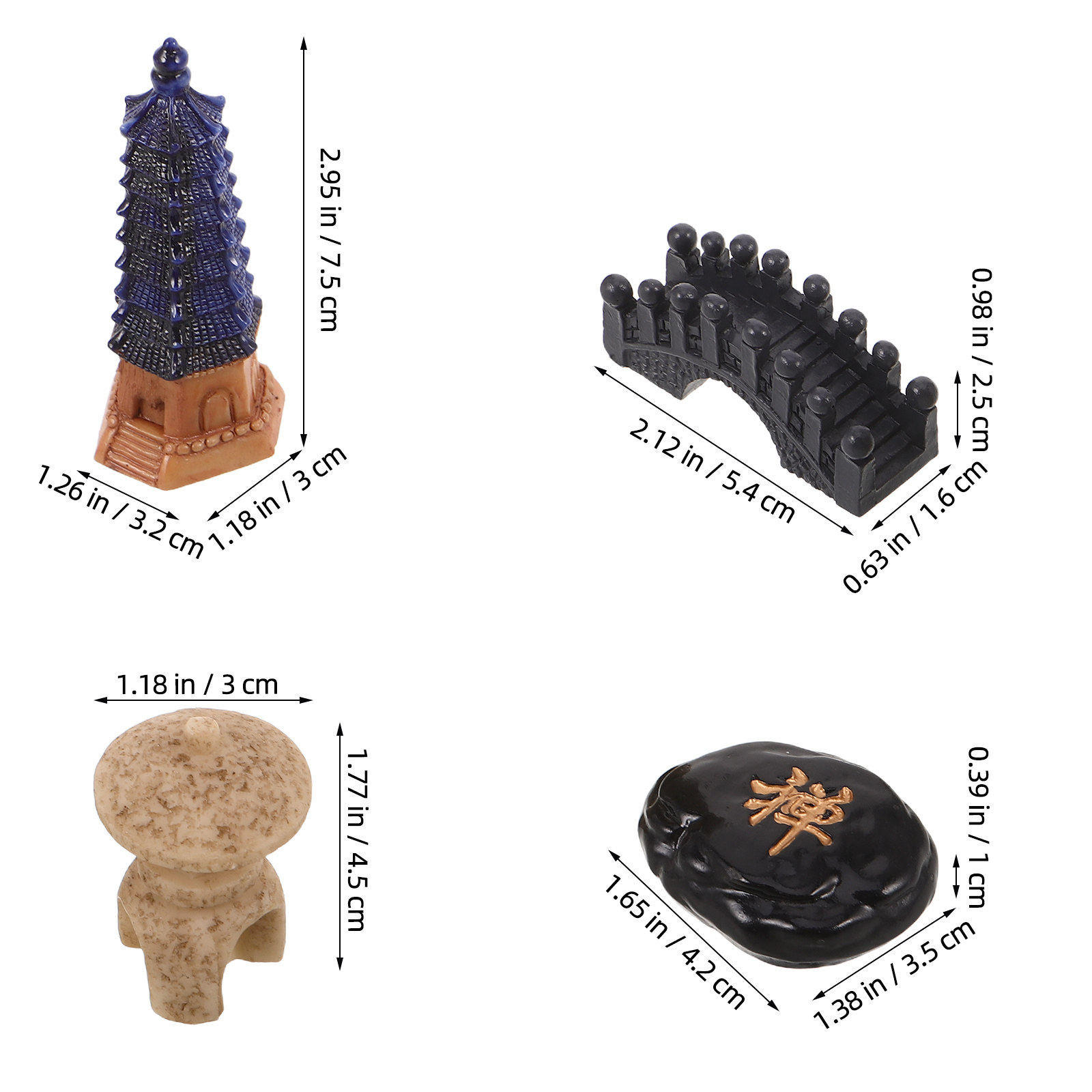 Juego de 4 Estatuas Japonesas  - Bonsai Zen Garden Set reseña y precio