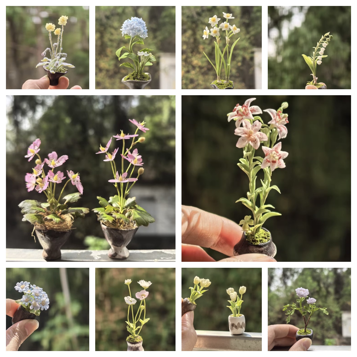 Juego de flores en miniatura h - Bonsai Garden Decor reseña y precio